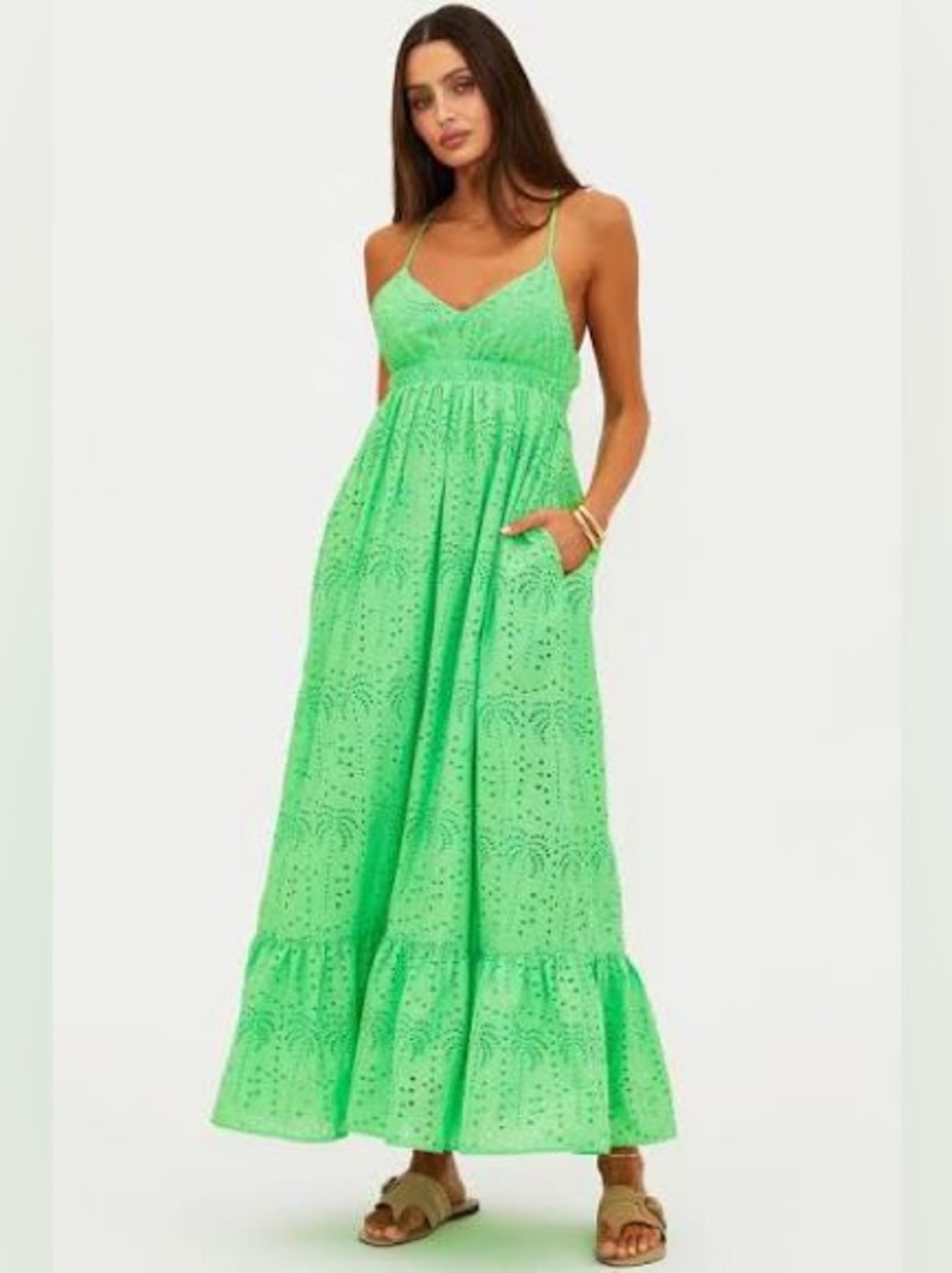 Beach Riot Ruthie green eyelet maxi dress